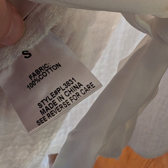 Pink Lily Cropped White Cotton Ribbon Tank Top Size Small - Picture 6 of 6